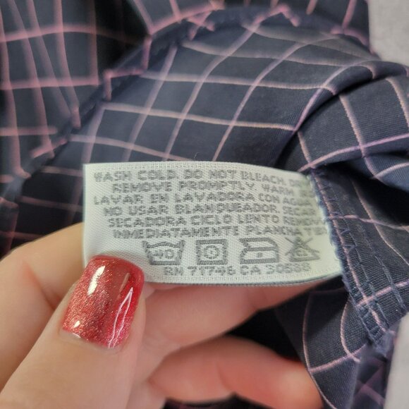 Haley Womens‎ Sleeveless Button Up M Navy Pink Plaid Check Collared Top Golf - Picture 9 of 10